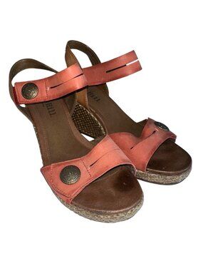Cobb Hill Slingback Wedge Sandals Women's US 7 Muted Red Leather Loop Woven
